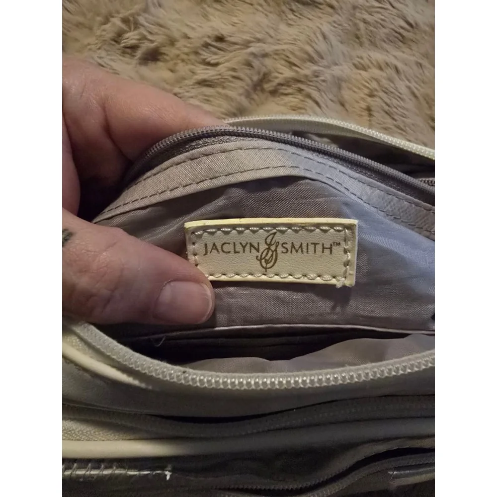 RARE 90s Vintage White Silver Colorblock Jaclyn Smith Patchwork Crossbody Bag